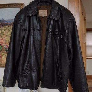 Men's Black Leather Bomber Jacket